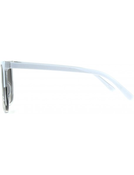 Rectangular Womens Fashion Horn Rim Oversize Hipster Flat Top Sunglasses - White Smoke - CZ18C2X0Z25 $9.53