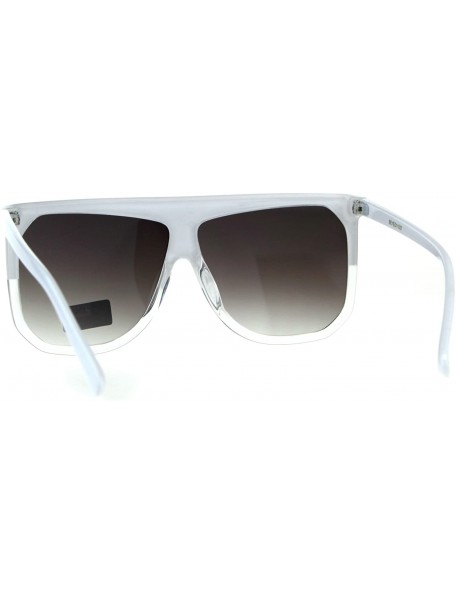 Rectangular Womens Fashion Horn Rim Oversize Hipster Flat Top Sunglasses - White Smoke - CZ18C2X0Z25 $9.53