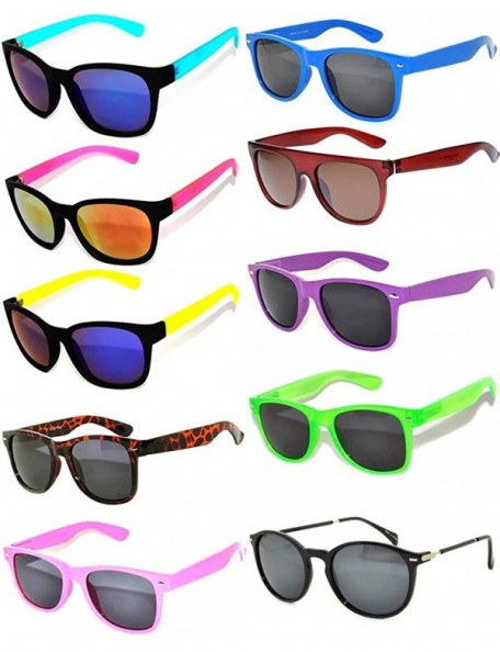 Wayfarer 6- 5-10-18 Pairs Classic Vintage Retro 80's Sunglasses Colored Frame - Wholesale 10 Pairs Smoke Lens - C111R126PUV $...