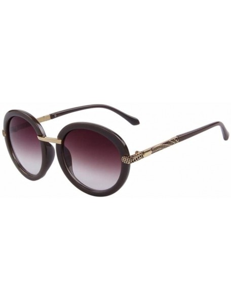 Semi-rimless Women Fashion UV400 Round Sunglasses Alloy Legs Gradient Lens Glass Eyewear - Brown - CD17Z708U3O $9.59
