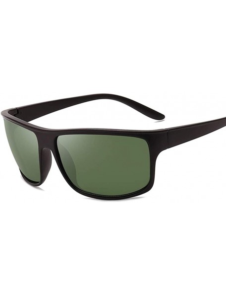 Square Men Polarized Sunglasses Fashion Square Sun Glasses For Male Vintage Eyewear Accessories Unisex - Black Green - CZ199O...