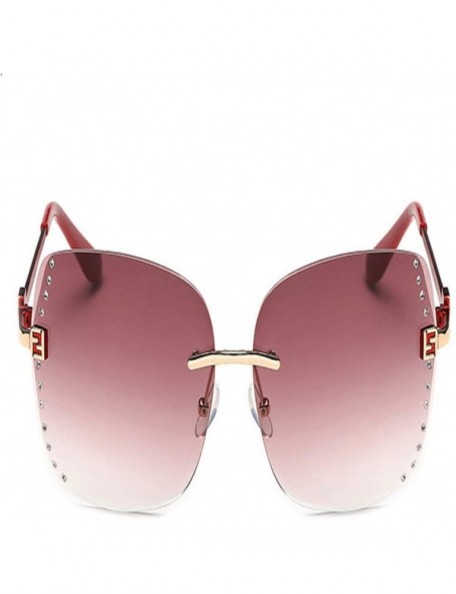 Rimless Women Sunglasses Fashion Gradient Women Rimless Sun Glasses Female Brand Mirror UV400 - 5 - CF18R2I9NQC $32.26