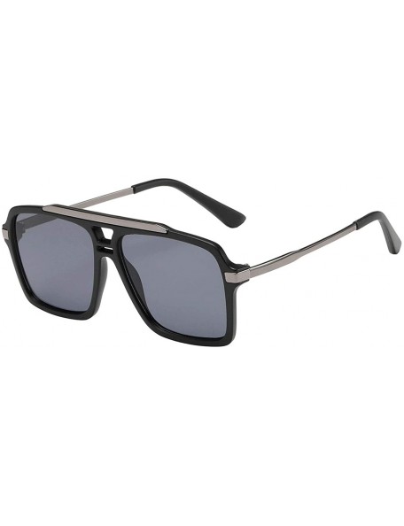 Square Mens Designer Manhattan Vintage Stylish Classic Retro Sunglasses UV400 Pouch - Black Gun Frame Smoke Lens - C818U4SN5E...