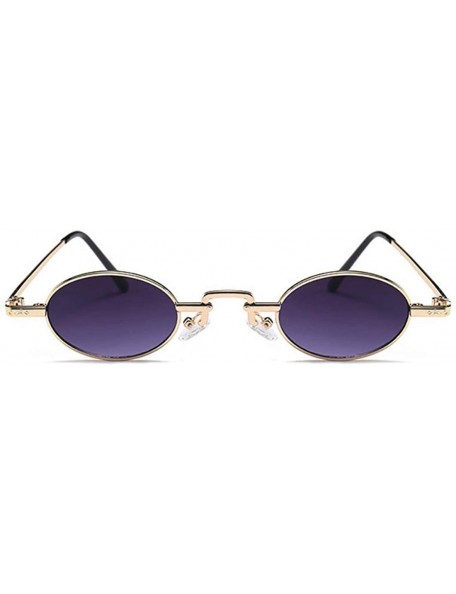 Oval Unisex Vintage Oval Glasses Small Metal Frames Sunglasses UV400 - Gold Gray - C918N6RNXEI $13.94