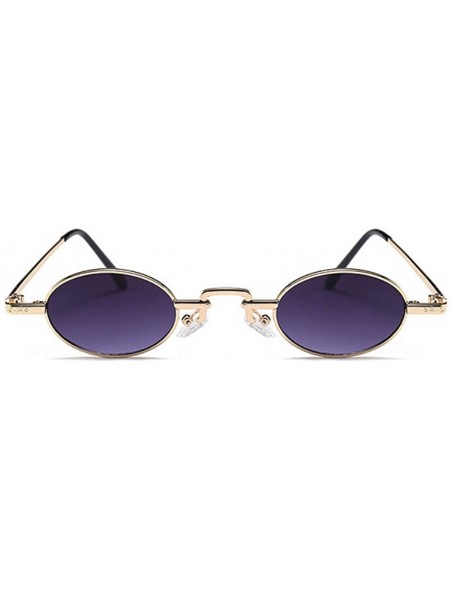 Oval Unisex Vintage Oval Glasses Small Metal Frames Sunglasses UV400 - Gold Gray - C918N6RNXEI $13.94