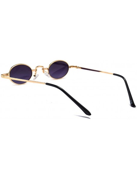 Oval Unisex Vintage Oval Glasses Small Metal Frames Sunglasses UV400 - Gold Gray - C918N6RNXEI $13.94