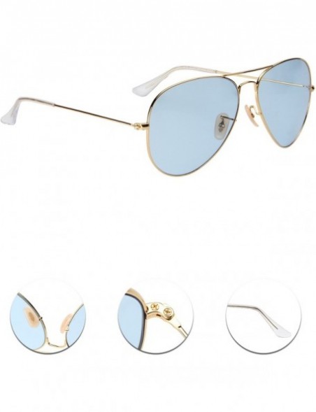 Aviator Designer Metal Womens Mens Aviator Sunglasses UV Protection - Transparent Blue - C417YEZSGDZ $25.72