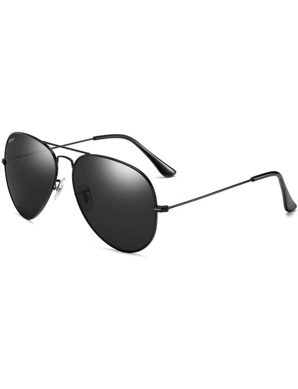 Aviator Premium Aviator Sunglasses for Men Women Classic Aviators - Black Frame/Grey Black Lens - CU18RZQ3W6L $18.42