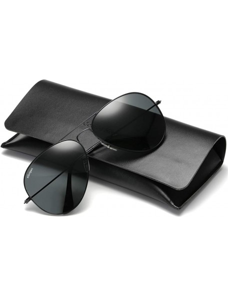 Aviator Premium Aviator Sunglasses for Men Women Classic Aviators - Black Frame/Grey Black Lens - CU18RZQ3W6L $18.42