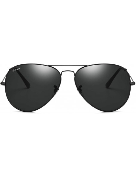 Aviator Premium Aviator Sunglasses for Men Women Classic Aviators - Black Frame/Grey Black Lens - CU18RZQ3W6L $18.42