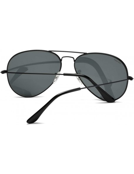 Aviator Premium Aviator Sunglasses for Men Women Classic Aviators - Black Frame/Grey Black Lens - CU18RZQ3W6L $18.42