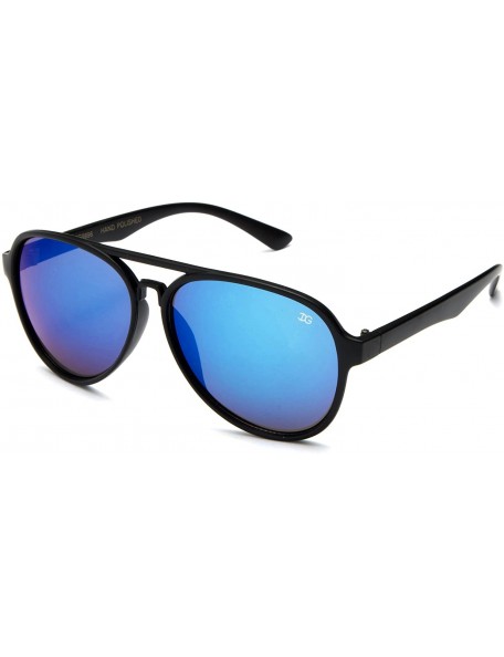Square "Stance" Mens Carrera Style Round Frame Fashion Sunglasses - Black/Blue - CT127QJCLID $11.06