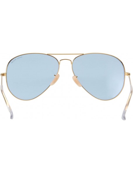 Aviator Designer Metal Womens Mens Aviator Sunglasses UV Protection - Transparent Blue - C417YEZSGDZ $25.72