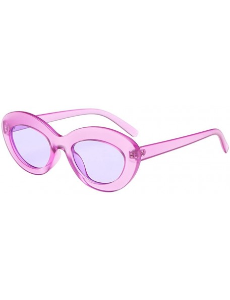 Cat Eye Small Slim Translucent Vintage Oval Cat Eye Sun Glasses Candy Color - A - C118Q4XA7T5 $7.12