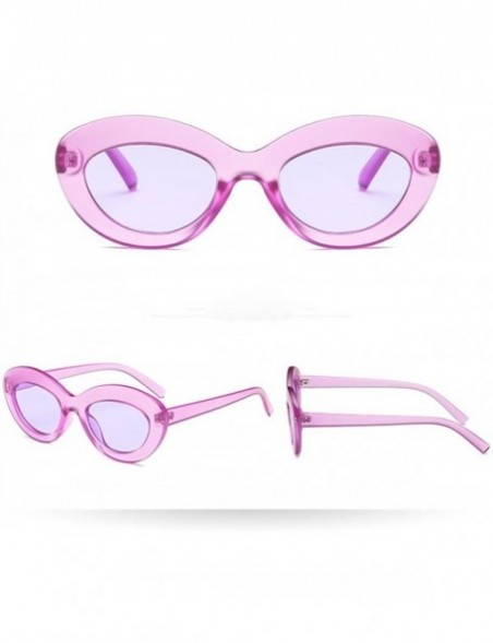 Cat Eye Small Slim Translucent Vintage Oval Cat Eye Sun Glasses Candy Color - A - C118Q4XA7T5 $7.12