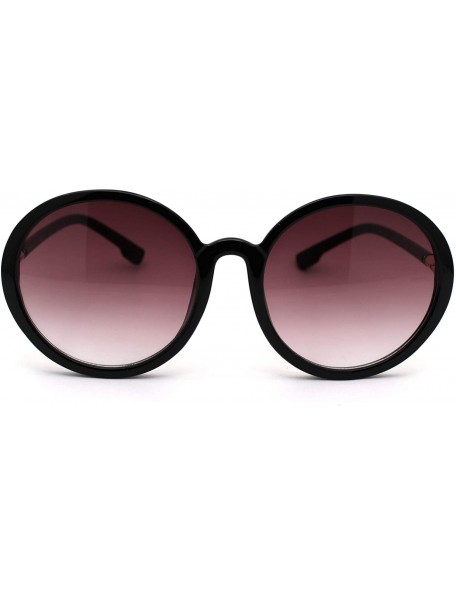 Round Womens Mod Round Minimal Plastic Sunglasses - Black Burgundy - CG18Z0LX4XQ $14.22