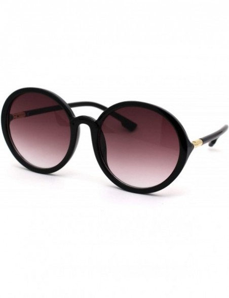 Round Womens Mod Round Minimal Plastic Sunglasses - Black Burgundy - CG18Z0LX4XQ $14.22