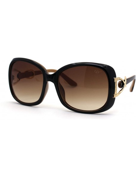 Rectangular Womens Oversize Butterfly Jewel Hinge Diva Designer Sunglasses - Black Beige Brown - C31987ICINE $12.95