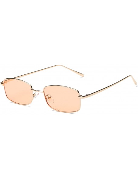 Goggle Retro Rectangular Fashion Sunglasses - Orange - CR18WSEO7L6 $18.67