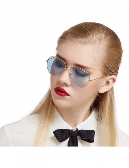 Aviator Designer Metal Womens Mens Aviator Sunglasses UV Protection - Transparent Blue - C417YEZSGDZ $25.72