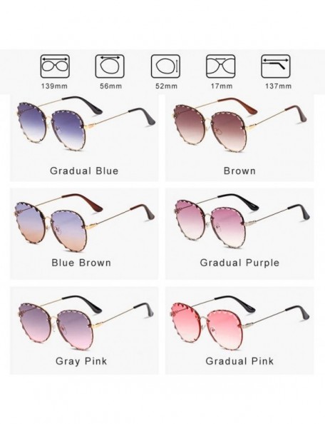 Round Sunglasses for Women Oversized UV Protection Travel Driving Sunglasses Round Lace Frame Personality - Brown - CX18WSD03...