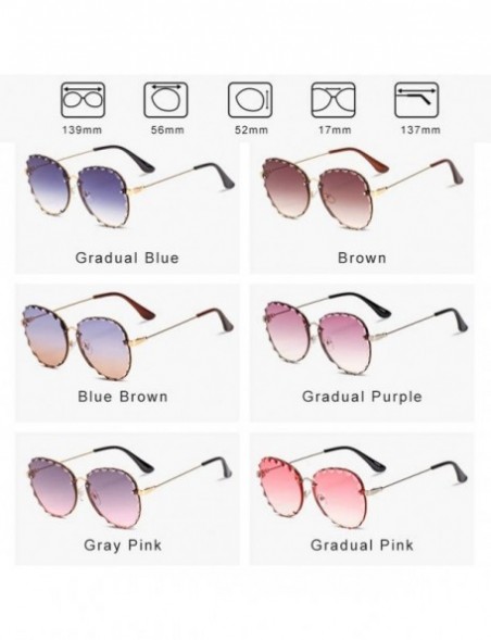 Round Sunglasses for Women Oversized UV Protection Travel Driving Sunglasses Round Lace Frame Personality - Brown - CX18WSD03...