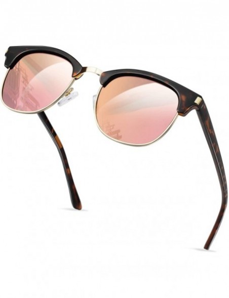 Oversized Semi Rimless Sunglasses Polarized for Men Women - Classic Retro Half Frame Sunglasses - Leopard/Pink - CN18NE3ZQ0W ...