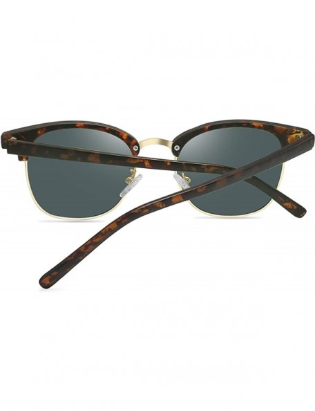 Oversized Semi Rimless Sunglasses Polarized for Men Women - Classic Retro Half Frame Sunglasses - Leopard/Pink - CN18NE3ZQ0W ...