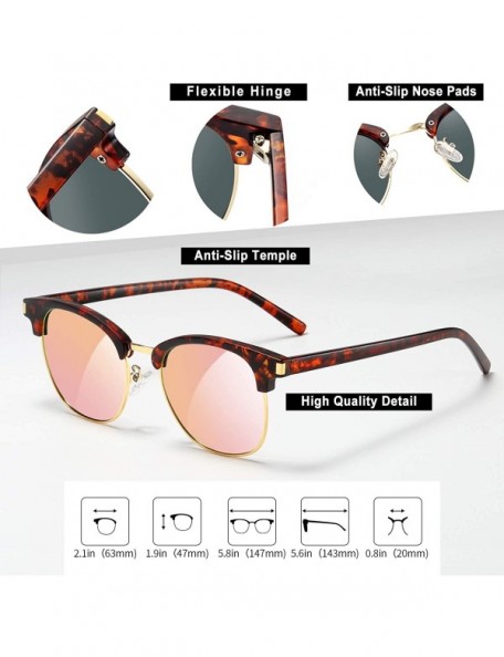 Oversized Semi Rimless Sunglasses Polarized for Men Women - Classic Retro Half Frame Sunglasses - Leopard/Pink - CN18NE3ZQ0W ...