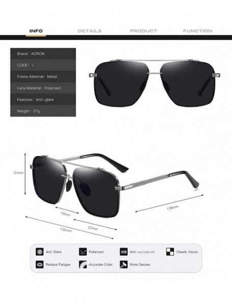 Rectangular Men's sunglasses- anti-glare glasses- polarized sunglasses- rectangular metal full-frame driving - C2 - CP194U96Y...