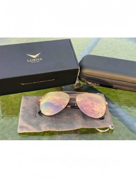 Aviator Aviator Sunglasses for Men Women-Polarized Driving UV 400 Protection with Case - 15-pink/Mirrored - C41979LYNGQ $17.88
