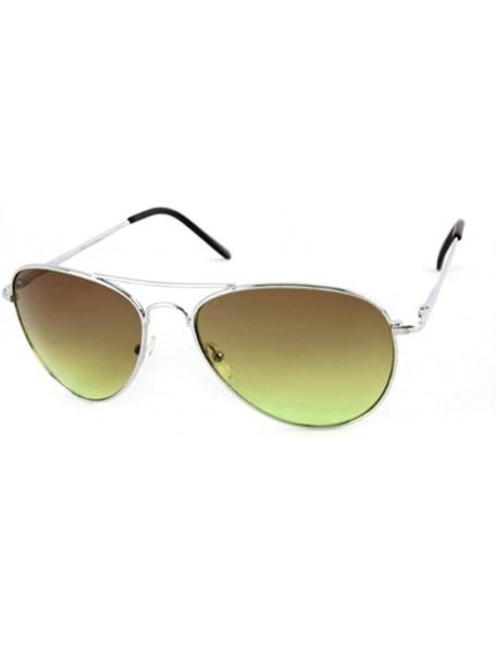 Aviator Metal Classic Aviator Color Lens Sunglasses Medium Size P968 - Silver-green Lens - CK11BJ60JFH $15.31