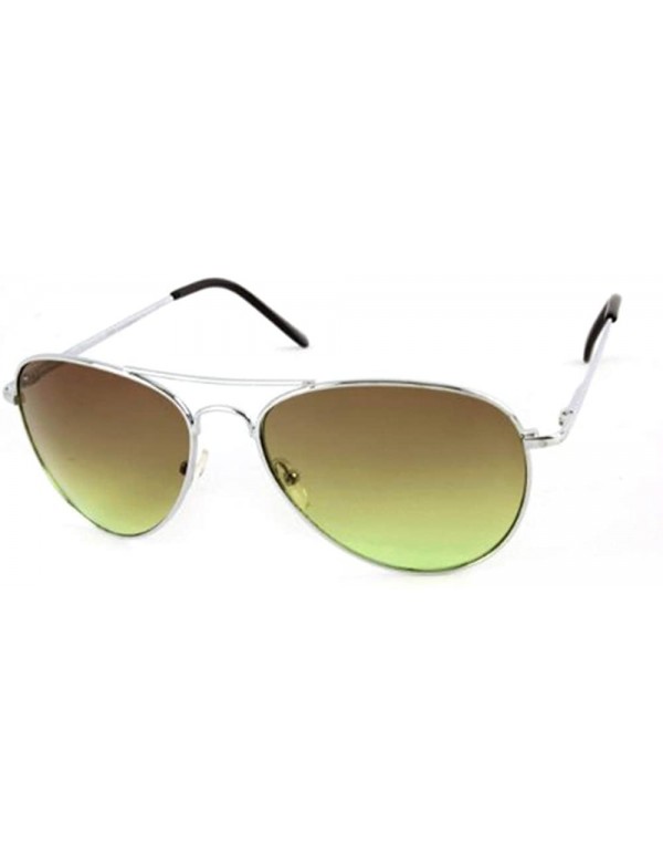 Aviator Metal Classic Aviator Color Lens Sunglasses Medium Size P968 - Silver-green Lens - CK11BJ60JFH $32.85