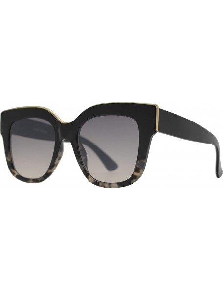 Cat Eye Large Classic Square Sunglasses for Women with Flat Lens UV400 Protection - Black Marble + Gradient - CS195Q4W4W0 $11.06