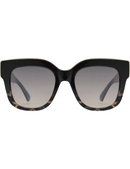 Cat Eye Large Classic Square Sunglasses for Women with Flat Lens UV400 Protection - Black Marble + Gradient - CS195Q4W4W0 $11.06