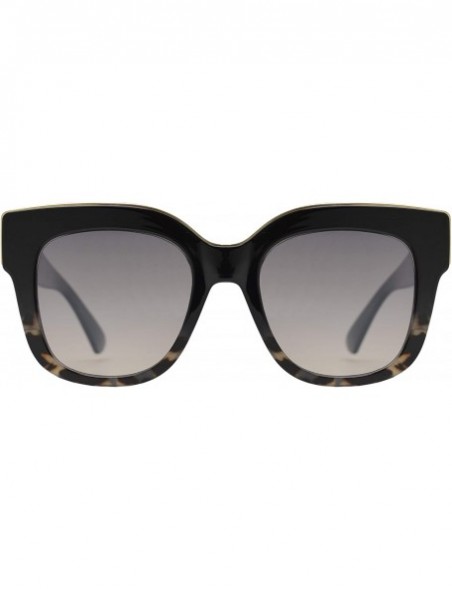 Cat Eye Large Classic Square Sunglasses for Women with Flat Lens UV400 Protection - Black Marble + Gradient - CS195Q4W4W0 $11.06