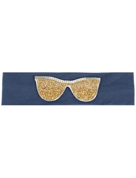 Wrap Plain Stretch Headb s Sunglasses Elastic Headb Rhinestones Hair B - Gold Navy - CM18T86GT5C $40.76