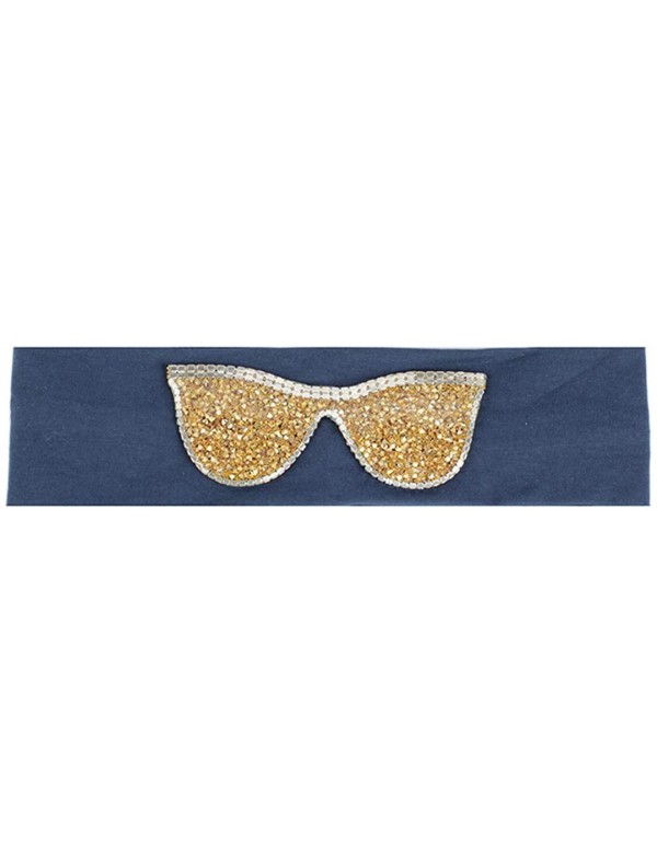 Wrap Plain Stretch Headb s Sunglasses Elastic Headb Rhinestones Hair B - Gold Navy - CM18T86GT5C $40.76