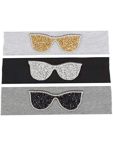 Wrap Plain Stretch Headb s Sunglasses Elastic Headb Rhinestones Hair B - Gold Navy - CM18T86GT5C $40.76