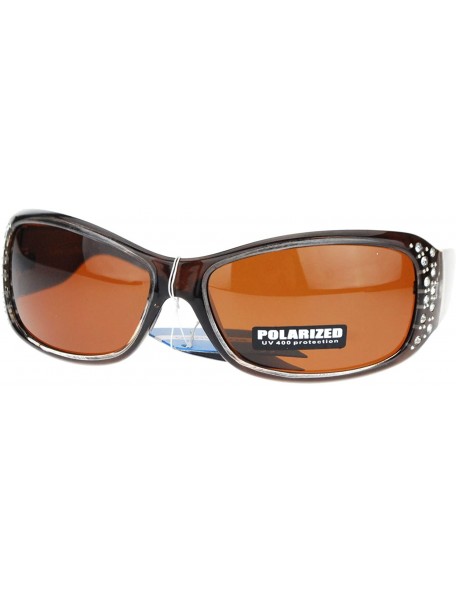 Oval Anti Glare Polarized Womens Rhinestone Oval Rectangular Designer Sunglasses - Brown - C511SOL2X3V $12.40