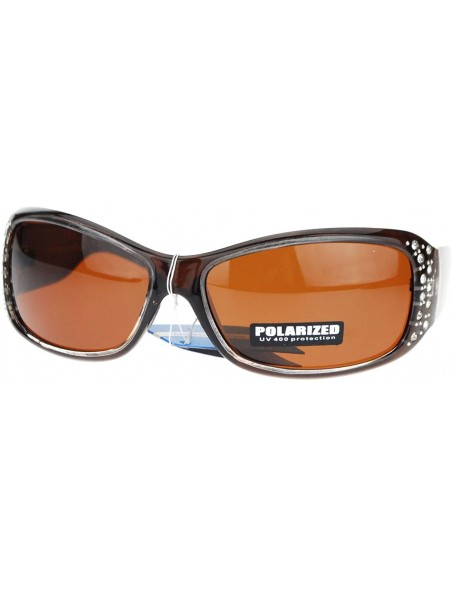 Oval Anti Glare Polarized Womens Rhinestone Oval Rectangular Designer Sunglasses - Brown - C511SOL2X3V $12.40