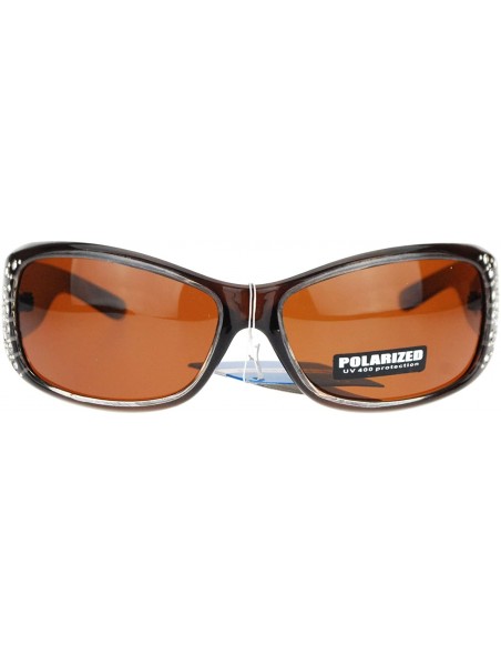 Oval Anti Glare Polarized Womens Rhinestone Oval Rectangular Designer Sunglasses - Brown - C511SOL2X3V $12.40