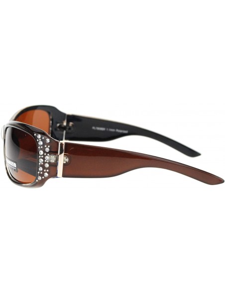 Oval Anti Glare Polarized Womens Rhinestone Oval Rectangular Designer Sunglasses - Brown - C511SOL2X3V $12.40