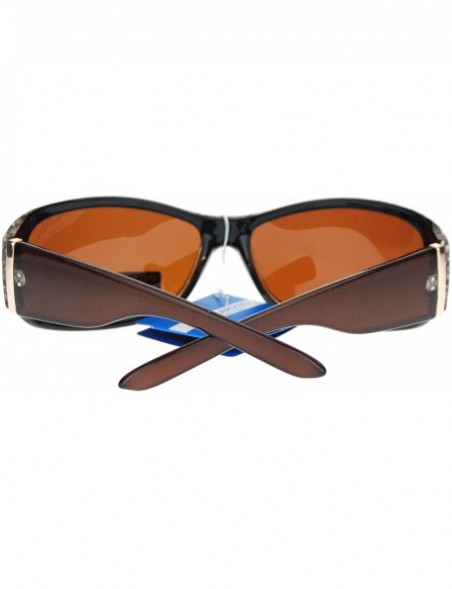 Oval Anti Glare Polarized Womens Rhinestone Oval Rectangular Designer Sunglasses - Brown - C511SOL2X3V $12.40