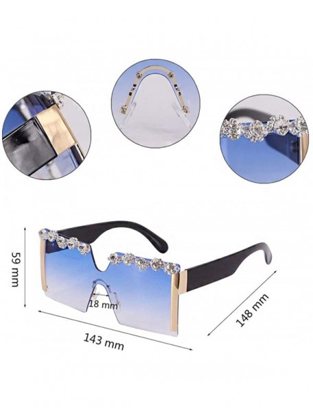 Square Oversize Shield Visor Sunglasses Flat Top Mirrored Mono Lens 170mm - Blue Crystal - CV197W49Y69 $15.41