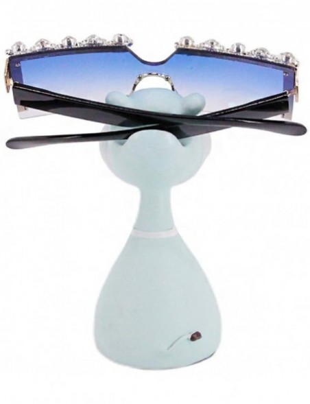 Square Oversize Shield Visor Sunglasses Flat Top Mirrored Mono Lens 170mm - Blue Crystal - CV197W49Y69 $15.41