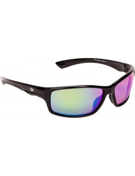 Sport Plus Hudson Polarized Sunglasses - Matte Black -Gray Frame/Multi Layer Green Mirror - Amber Lens - C712ODX7CIY $26.02