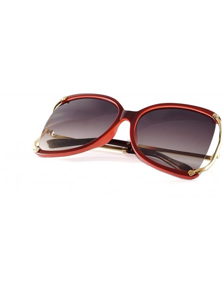 Oversized Oversize Exposed Lens Rose Deco Metal Temple Butterfly Sunglasses A255 - Wine Black - C818O30KM8D $15.86