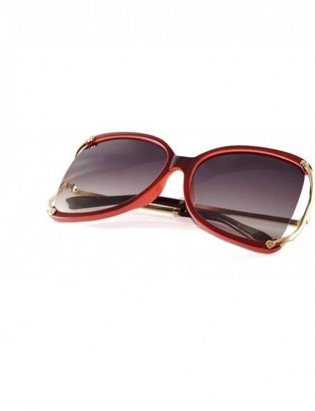 Oversized Oversize Exposed Lens Rose Deco Metal Temple Butterfly Sunglasses A255 - Wine Black - C818O30KM8D $15.86