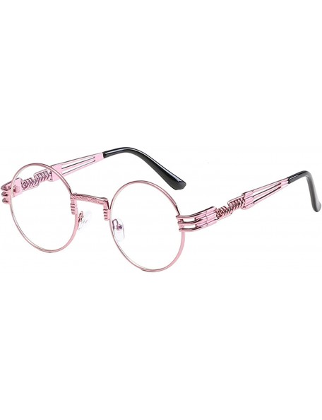 Round Womens Sunglasses Round Punk Fashion Sunglasses Small - Pink Frame+transparent Lens - CF18Q3MLAO9 $22.73